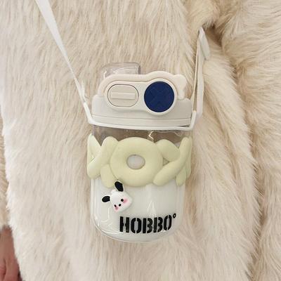 水杯女生高颜值吸管塑料杯简约带盖咖啡杯小巧便携双饮口喝水杯子