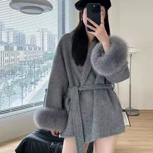 高級感系帶毛呢大衣女短款 雪歐尼專享 秋冬新款 小個子2531