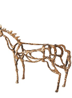 样板房间b后现代铸铁雕塑马创意摆件新古典售楼处酒店软装家居饰