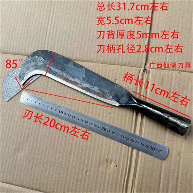 质量很好弹簧钢纯手工锻打小柴刀农用砍树镰刀弯T刀砍竹子砍甘蔗