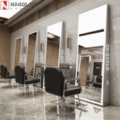 极速新款 a美发镜台落地带灯烫染贴墙不锈钢理发店镜子发廊专用双