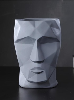 创意北纸欧折几人头轻奢摆件花插简约现代何J居软装ZM90997树脂工