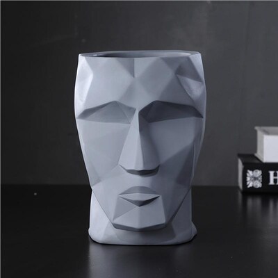 创意北纸欧折几人头轻奢摆件花插简约现代何J居软装ZM90997树脂工