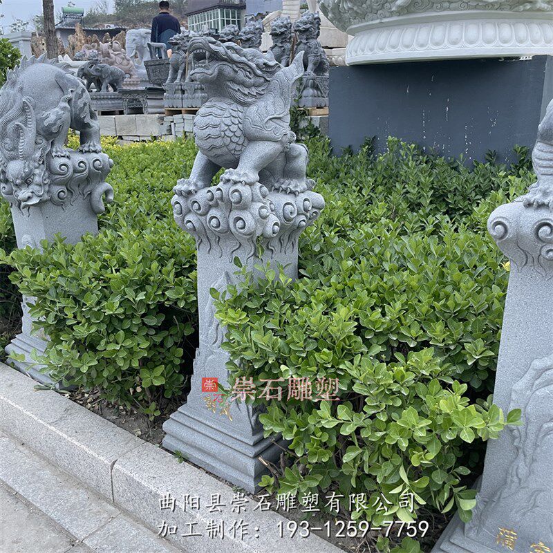 石雕仿古青石龙之九子拴马桩家D用门墩装饰酒店会所室内摆件