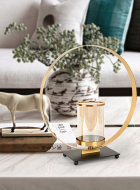 欧式轻奢黑色方片铁艺烛台电镀z拉丝简约时尚精美铁艺防锈防潮摆