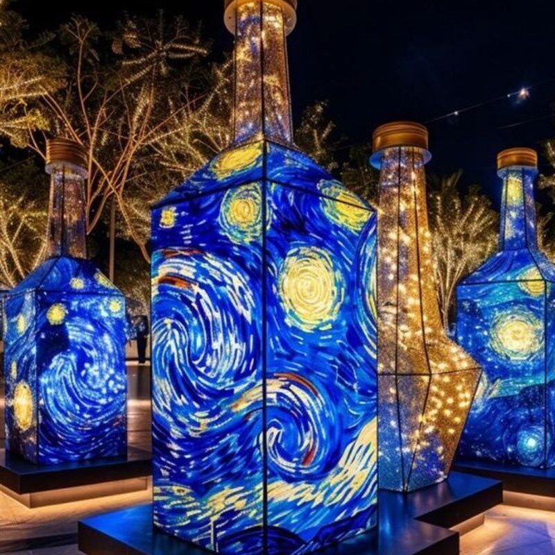 星空许愿瓶景区排水网红签到照片立体发光梵高星空Y巨型酒瓶饰品