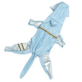 极速时尚 蓝d银撞色雨衣蓝宠物中大型犬外出遛狗不湿身雨衣带帽狗