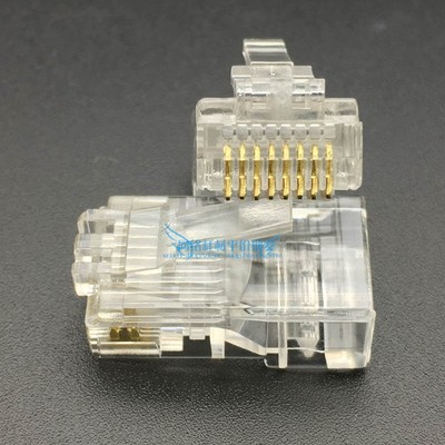 包邮超五类网络水晶头CAT5E网线水晶头0.35三叉纯铜金片1000个/包