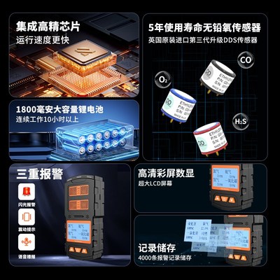 氟化氢检测仪气体浓度探测报警器含G量有毒有害毒气检测器分析仪