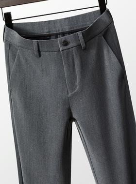 evkv春秋休闲 西裤男士灰色西装裤子春季商务男裤免熨烫垂顺长裤