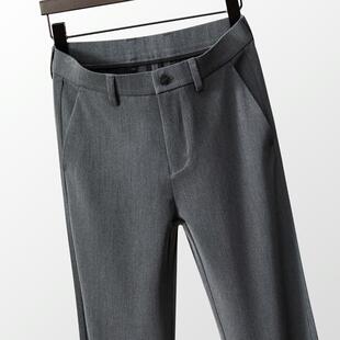 evkv春秋休闲 西裤男士灰色西装裤子春季商务男裤免熨烫垂顺长裤