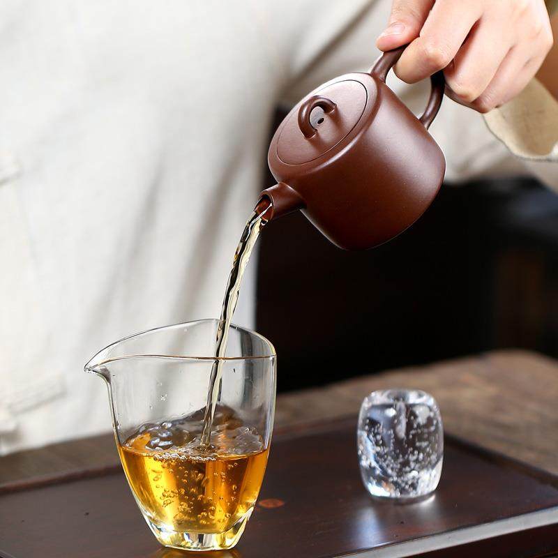 两笔 宜兴紫砂j壶许耀文手工泡茶壶家用茶具套组原矿紫泥炮嘴井栏