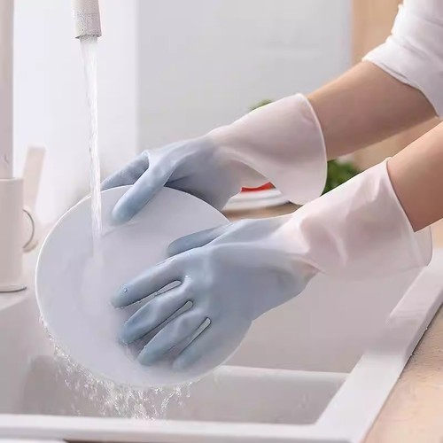 女士乳胶防水防滑耐用洗碗手套