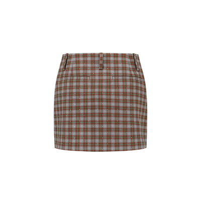 Bling Plaid Shorts烫钻格纹短裙裤
