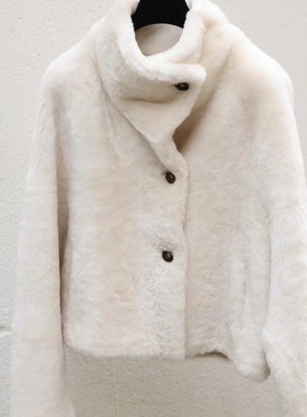 WhiteMinimal Loman ShearlingCoat白序进口洛曼皮毛一体翻领外套