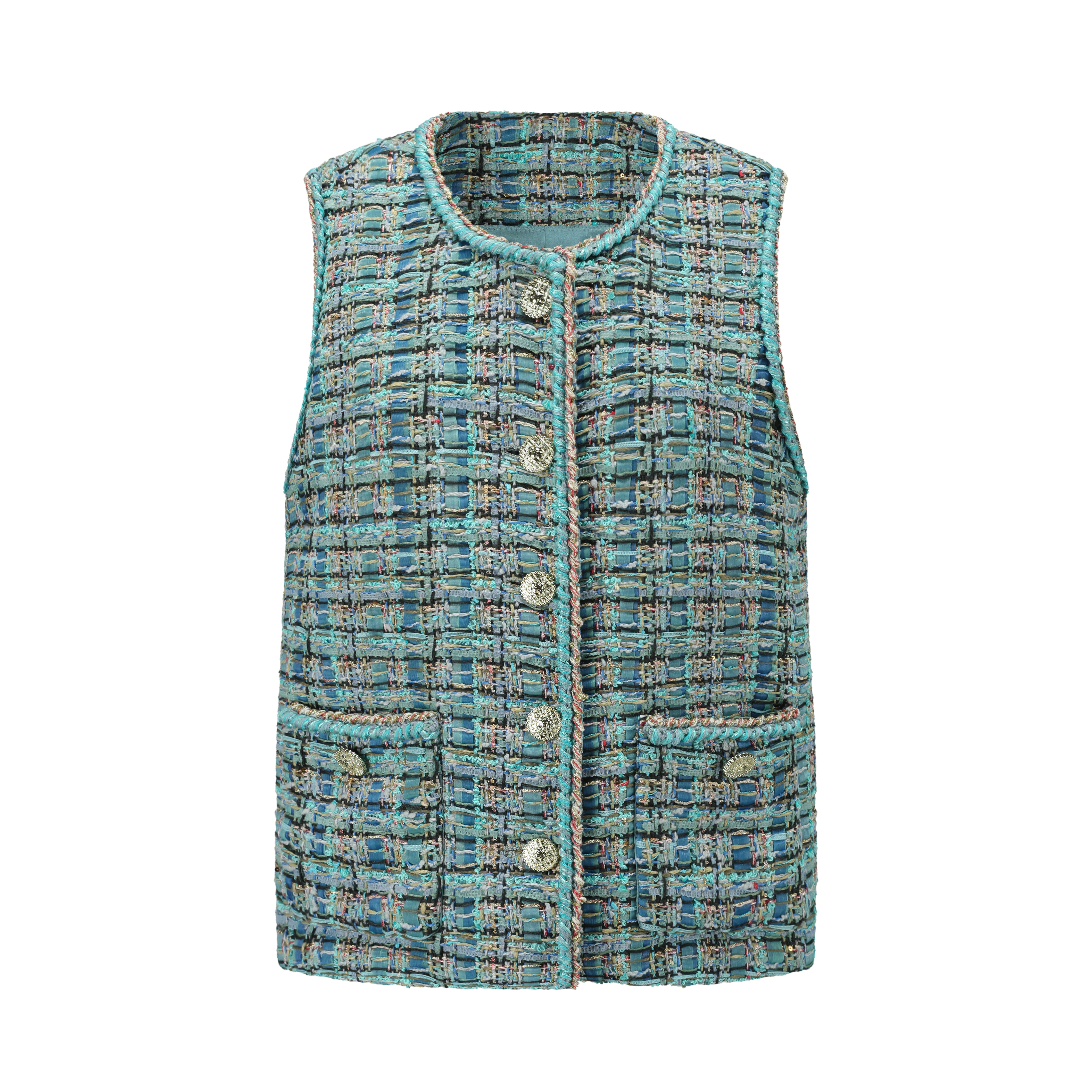 Blue Mist Forest Chic Tweed Vest 蓝雾森林气质显白马甲