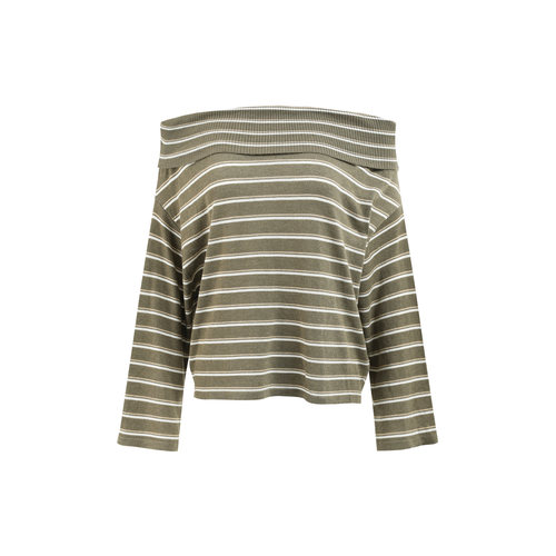 Tree Ring Stripe Knit 松树年轮条纹多穿一字肩针织上衣