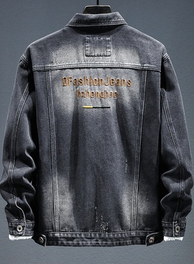 春秋季2025新款牛仔夹克潮牌机车上衣服男士修身复古工装牛仔外套