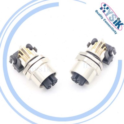 M12 Xcode母座前锁8P面板90°PCB防水连接器