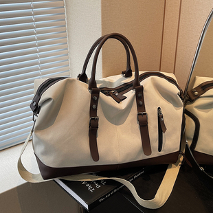 手提旅行包女大容量短途帆布行李袋轻便外出旅游收纳包运动健身包