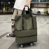 万向轮旅行包2025年新款 便携手拉行李袋带滑轮收纳包大容量行李包