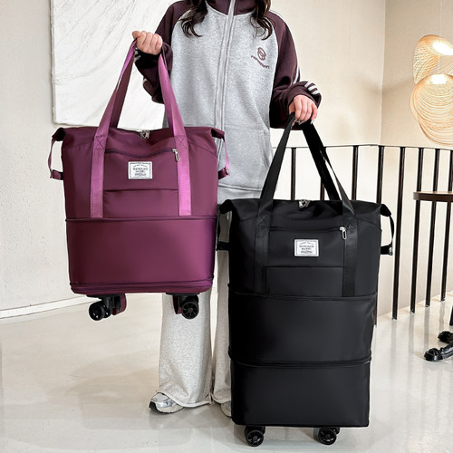 带万向轮的旅行包女轻便双肩旅游
