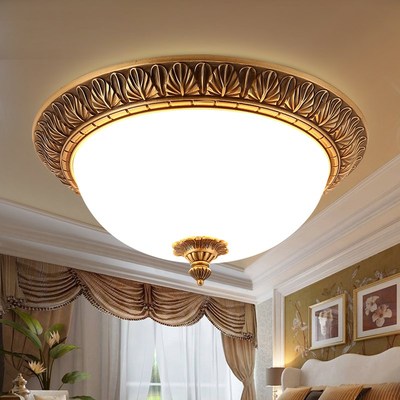 Copper ceiling lamp rEuropean retro imitation marble bedroom