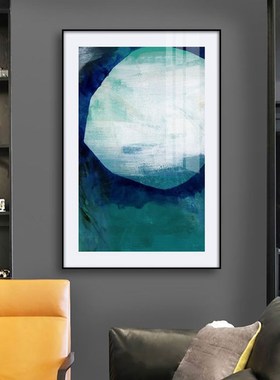 黑白北欧简约玄i关装饰画过渡色蓝色抽象走廊过道酒店民宿挂画客