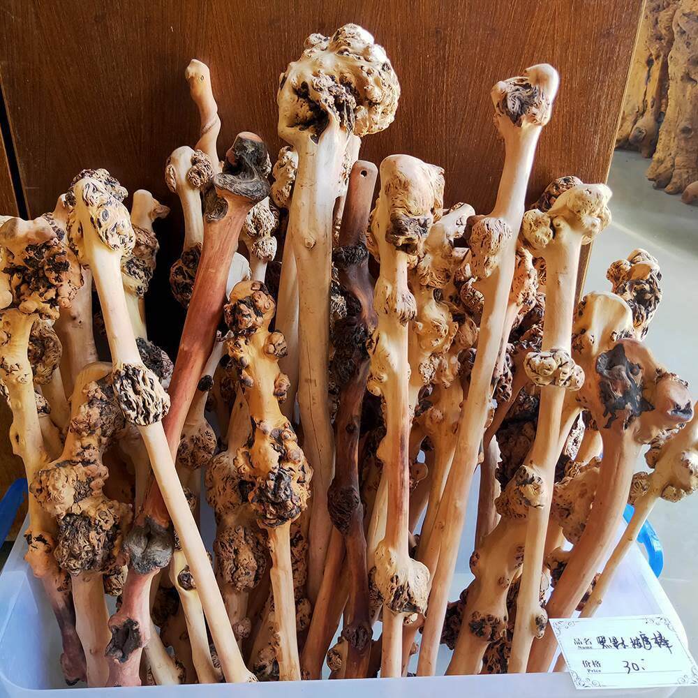 推荐木拐棍老人手杖老年人u天然树瘤拐杖防滑实木花椒木根雕扶手