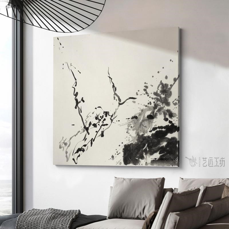 赵无极黑白水墨画抽象艺术画新中式装饰P画高端书房茶室挂画