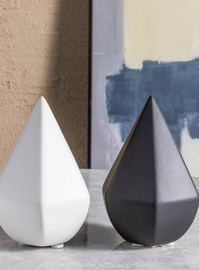 饰界现代简约北欧家居切纹钻石型水滴摆N件陶瓷工艺品家居装饰