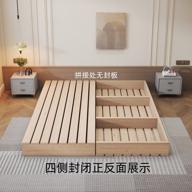 榻榻米实木床防潮排o骨架无床头双人落地木板床出租屋地台日系矮