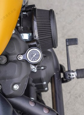 阿伦奈斯 哈雷滑翔路王改可视机油压力表 软Q尾用黑色性能油压表