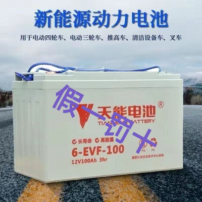 天能-6EVF-100a电动汽车洗地车叉车环卫车12V100AH蓄电池