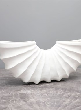 欧式白色树脂扇形花器摆件花插样板房售楼部卧室书U房卧室客厅饰