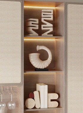 中古侘寂风高级感酒柜餐边柜装饰品E小众覆古摆件客厅柜子壁龛组