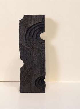 现代简约艺术白i色黑色树脂摆件样板间售楼处抽象波纹处软装饰品