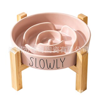 慢食碗狗碗圆形中大型犬狗狗食盆猫碗K防打翻宠物用品大号陶瓷