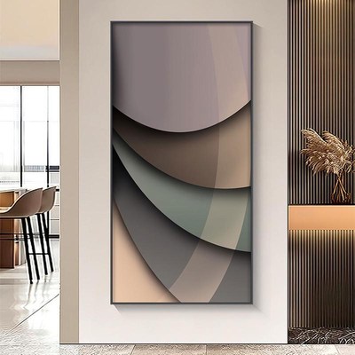 层层叠叠玄关装饰画客厅过道走廊尽头竖版挂画高级S感LED灯发光画