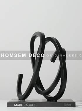 简约现代黑色金属几何抽象摆件家居饰品I 客厅 样板房间软装轻奢