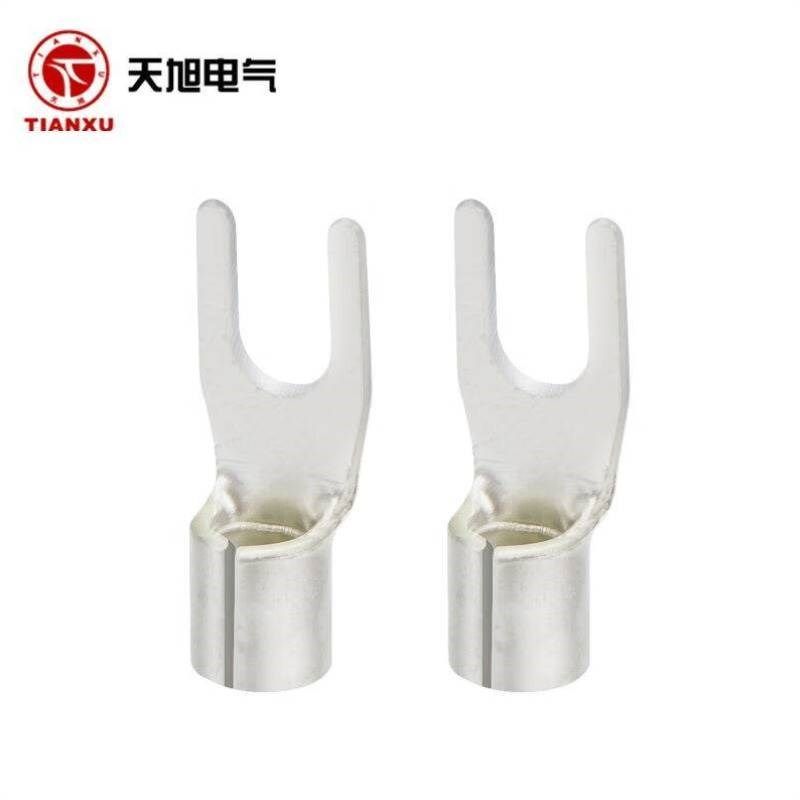 天旭冷压接线e端子U型裸端子SNB2-4S紫铜镀锡叉形线耳1.5-2.5MM铜