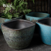 极速复古陶瓷仿古大缸粗陶手工圆坛水缸大花盆鱼缸W落地摆件庭院
