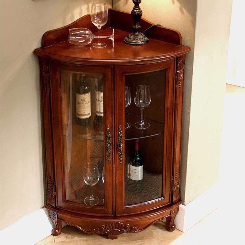 美式实木角柜客厅角落收纳柜欧式墙角柜转角置物架酒柜子三角卧室