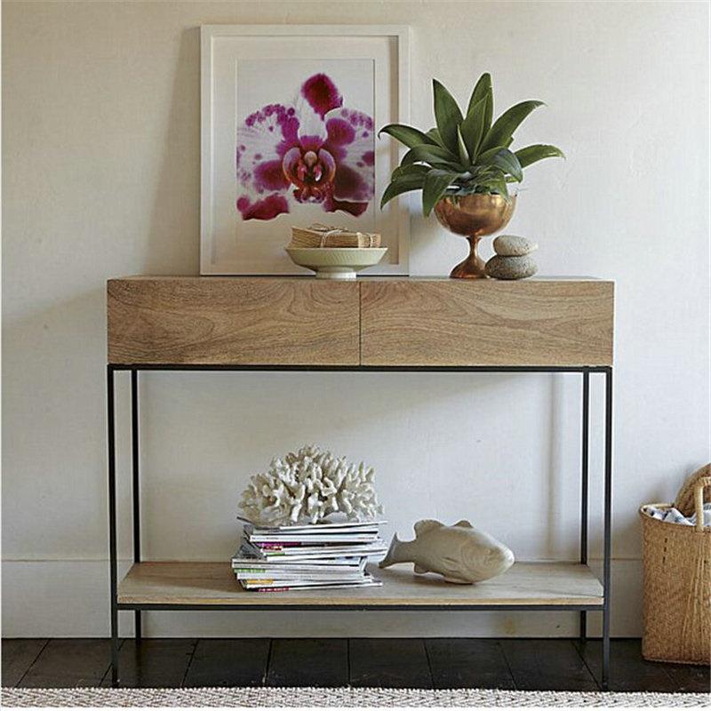 实木玄关桌带抽屉现代简约走廊桌面柜子北欧条案靠墙客厅玄关柜