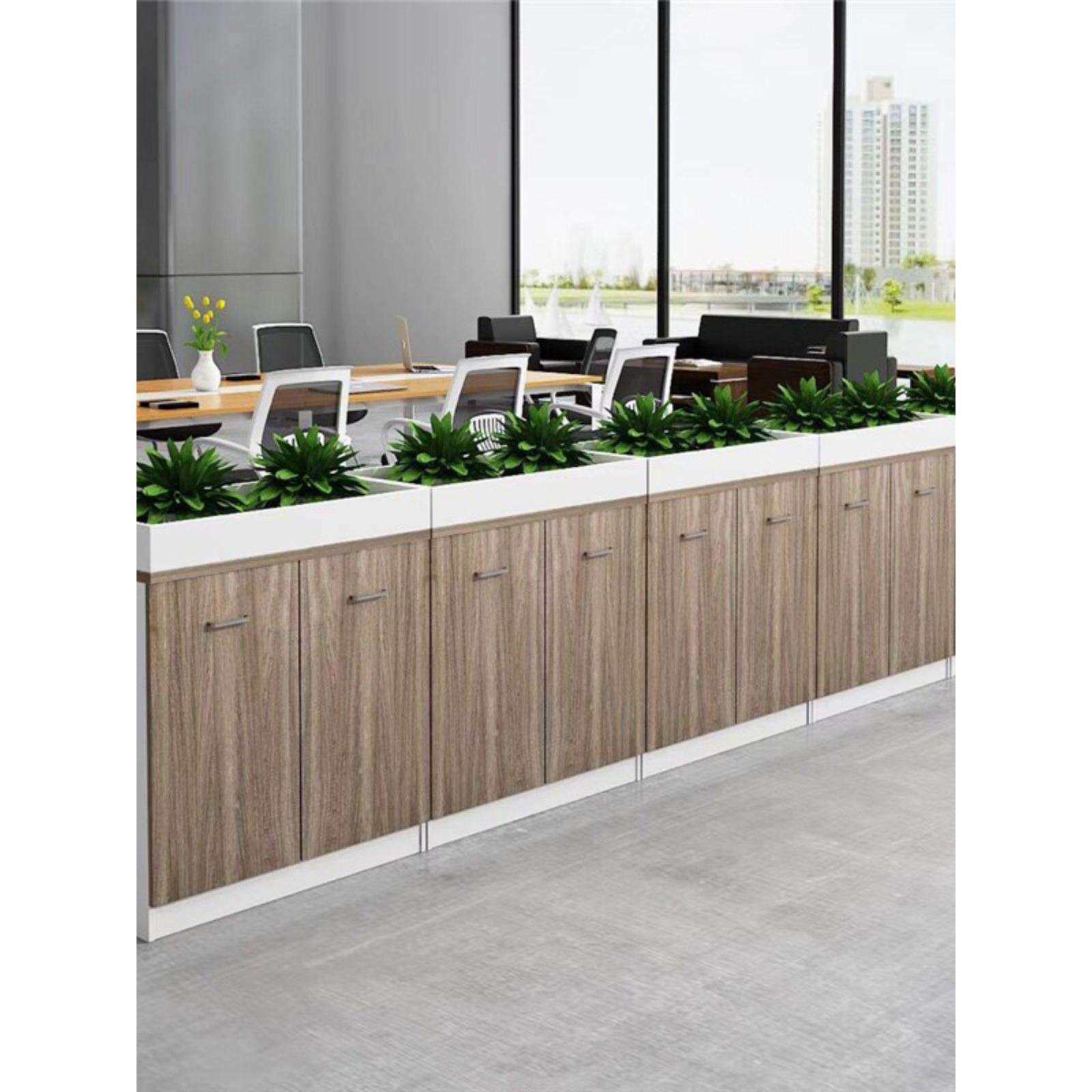 办公室隔断花槽柜矮柜地柜储物办公桌边柜花草绿植柜木质文件柜子