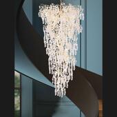 楼梯长吊灯2021新款 旋转圆柱复式 楼吊顶水晶轻奢酒店大堂吊灯