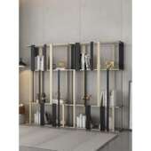 不锈钢展示架轻奢书架落地简约办公室创意书柜客厅铁艺隔断置物架