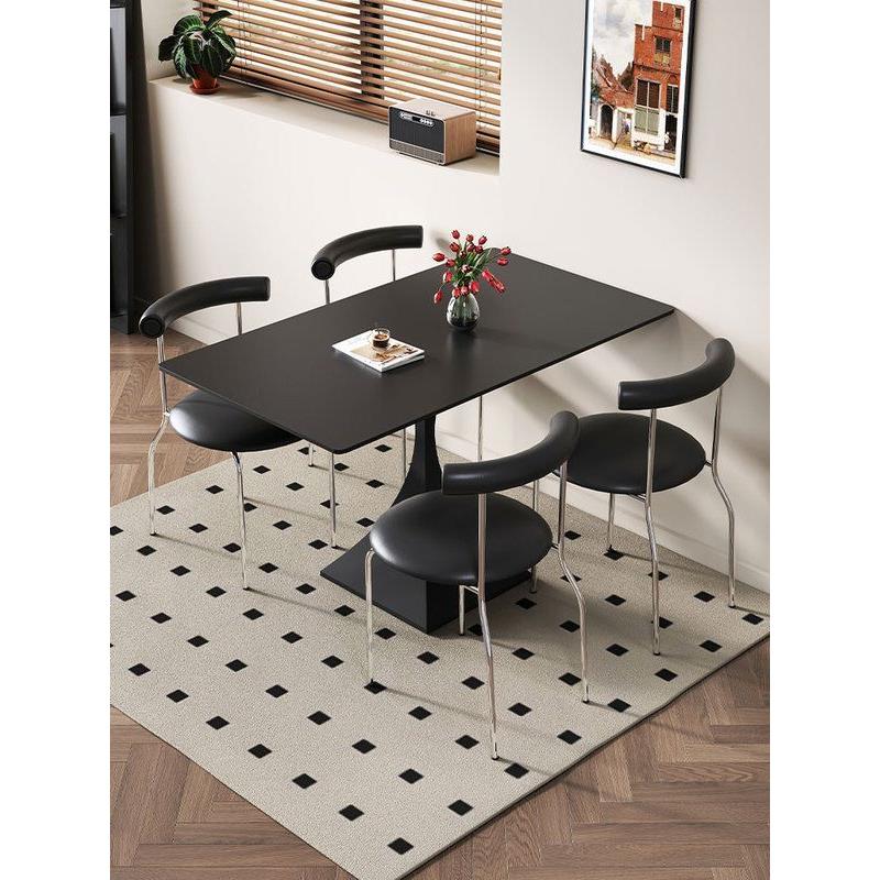 2023新款岩板餐桌椅组合现代简约小户型家用客厅高端长方形饭桌子