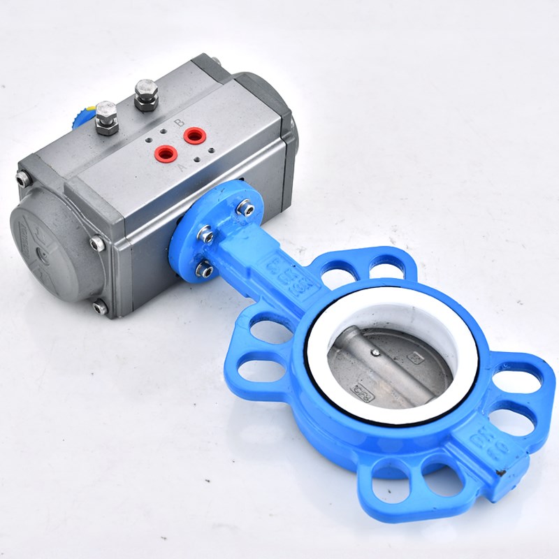 D671F-16Q气动四氟蝶阀对夹式阀门不锈钢快速切断阀DN50 65 80100