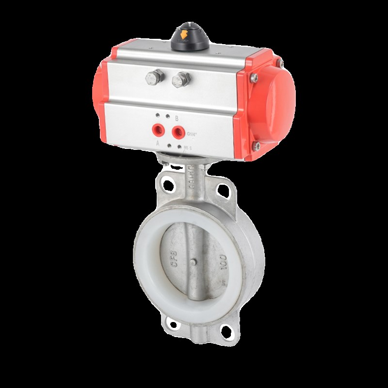 D671X-16P304不锈钢气动蝶阀软密封对夹中线阀门DN50 65 80